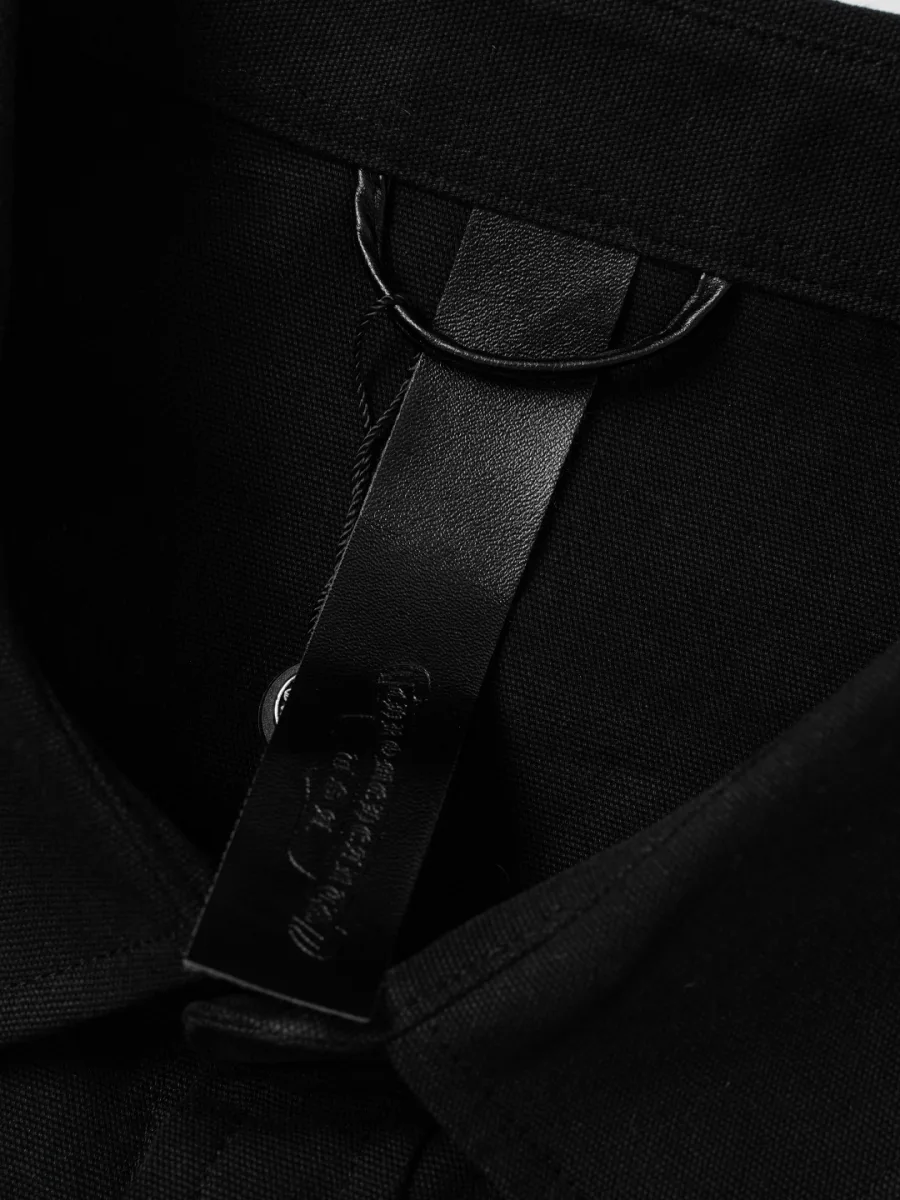 Vintage Flame Leather Patchwork Utility Shirt - Black, photo 4