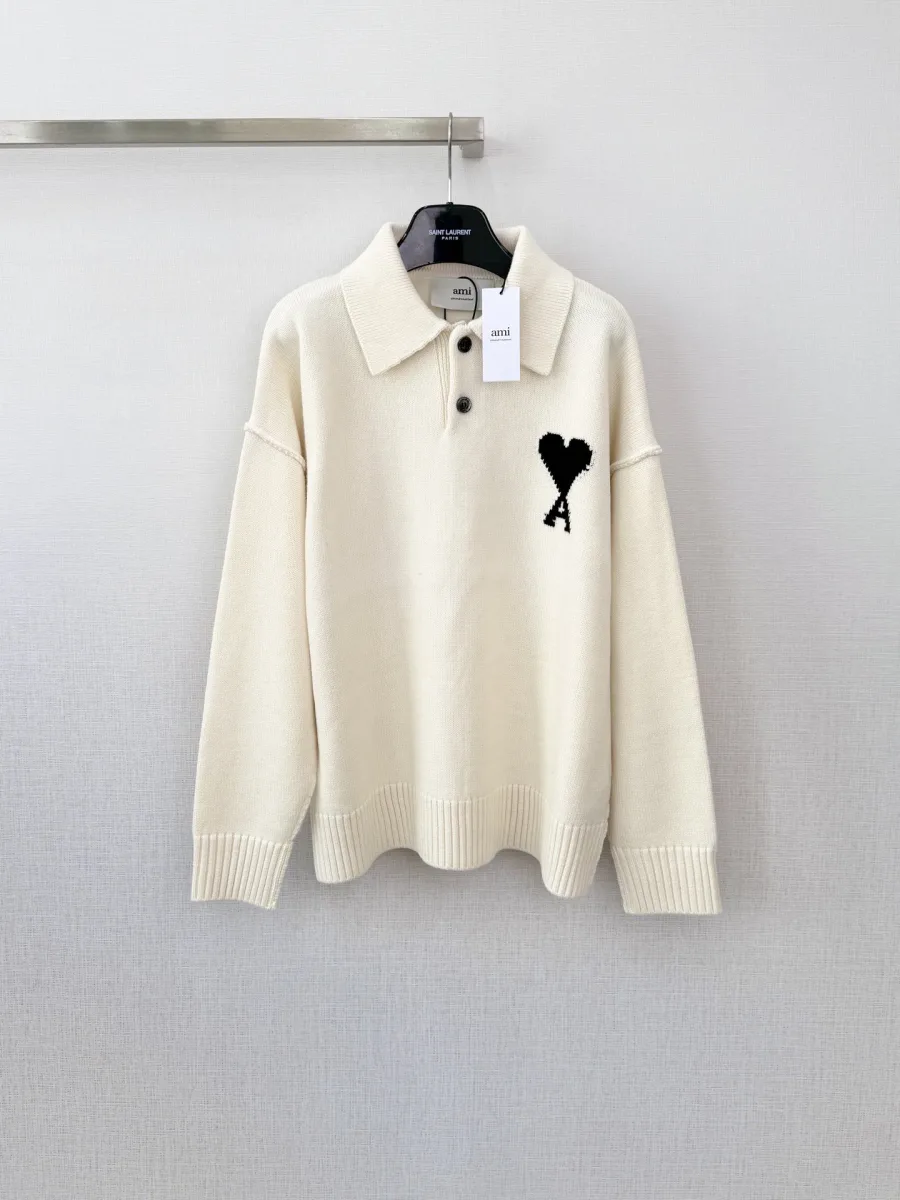 Heart A Logo Polo Knit Sweater - Cream, photo 2