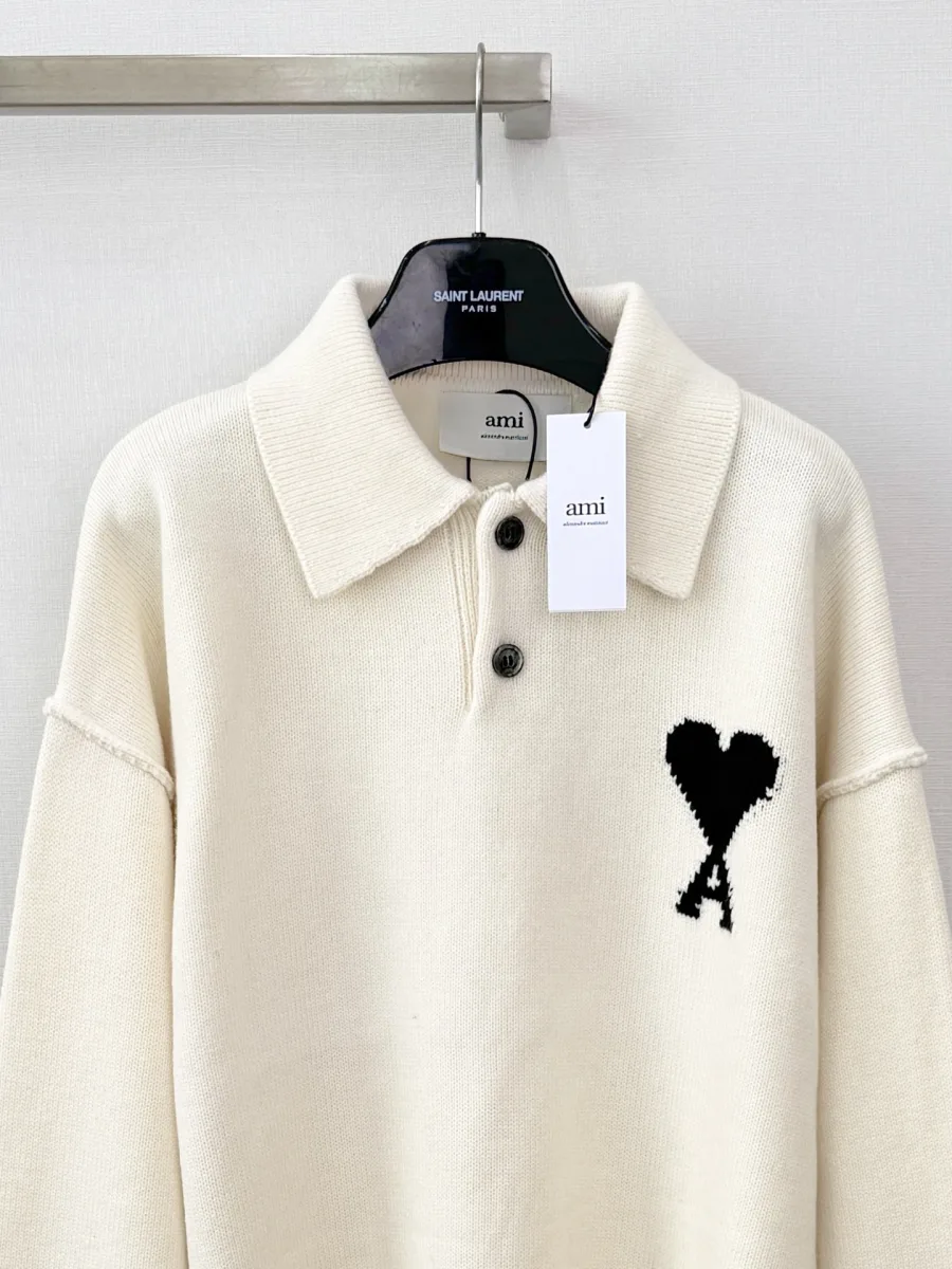 Heart A Logo Polo Knit Sweater - Cream, photo 4