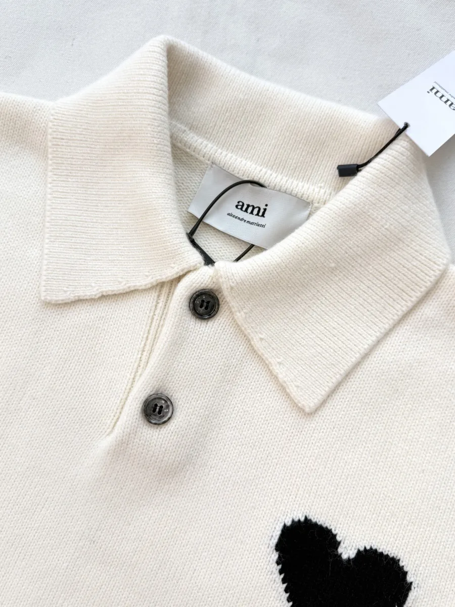 Heart A Logo Polo Knit Sweater - Cream, photo 5