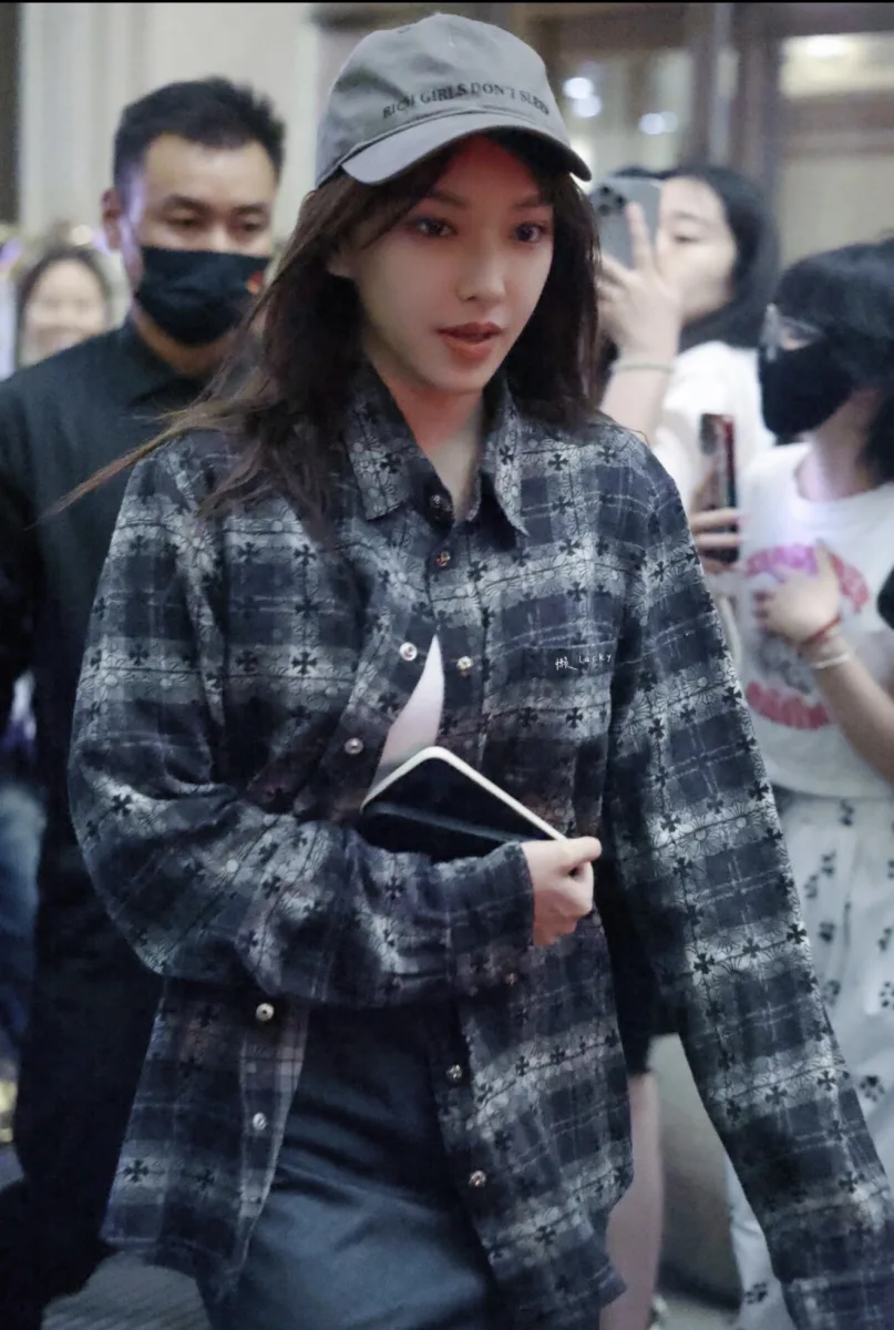 Flannel Shirt with Cross Pattern - Black, worn, photo 5
