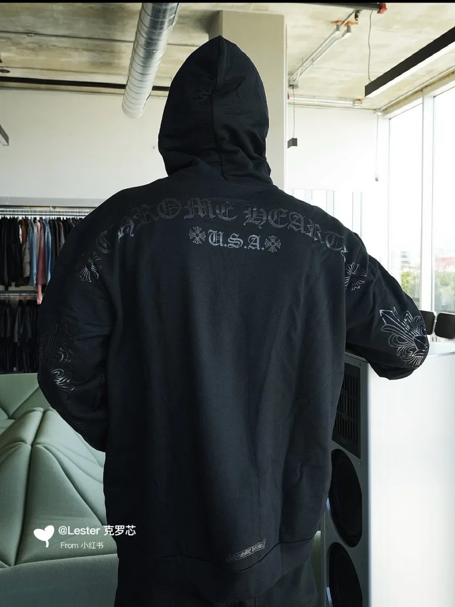 Gothic Hoodie Sweatshirt - Black, worn, photo 1