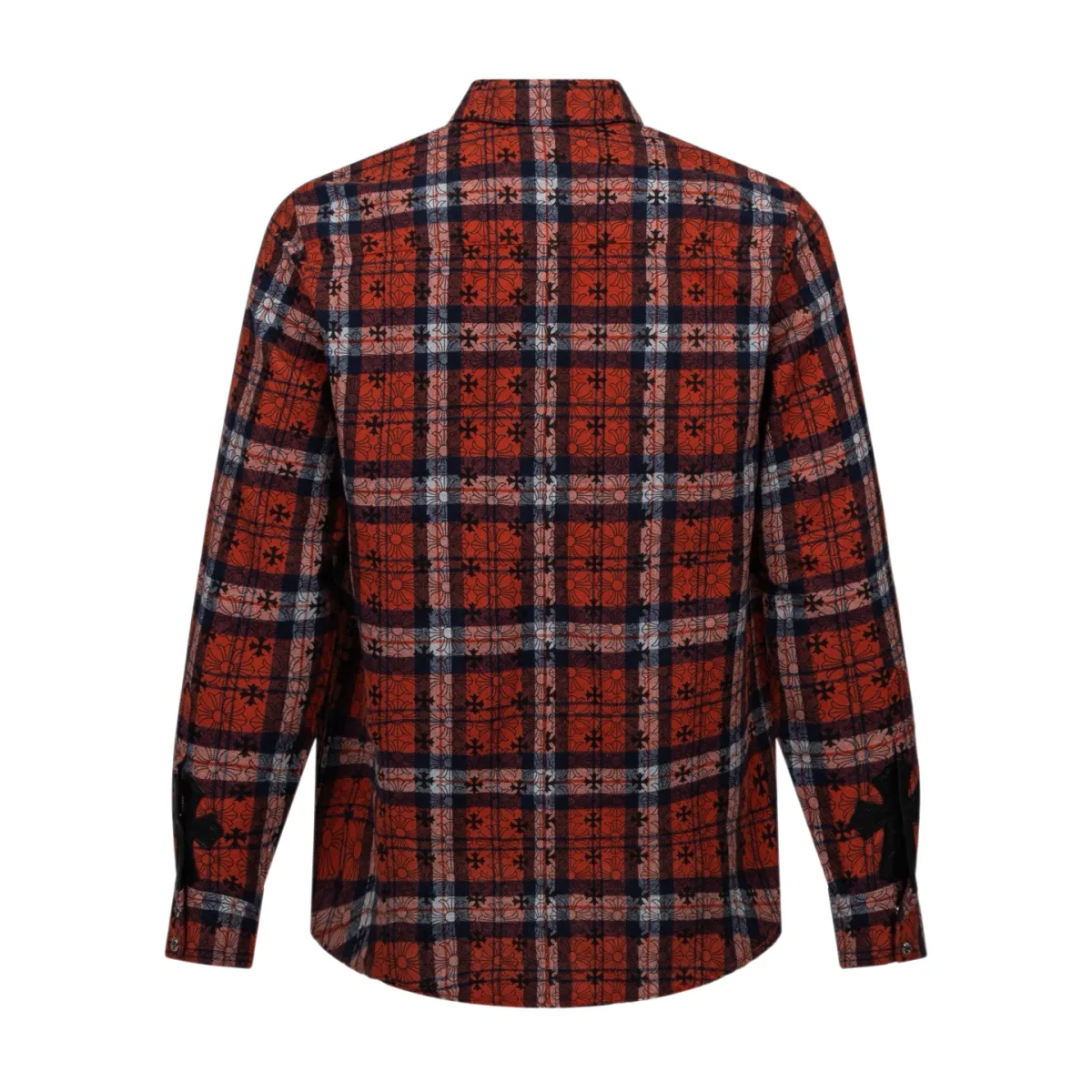 Plaid Flannel Shirt with Cross Pattern - Red, photo 2