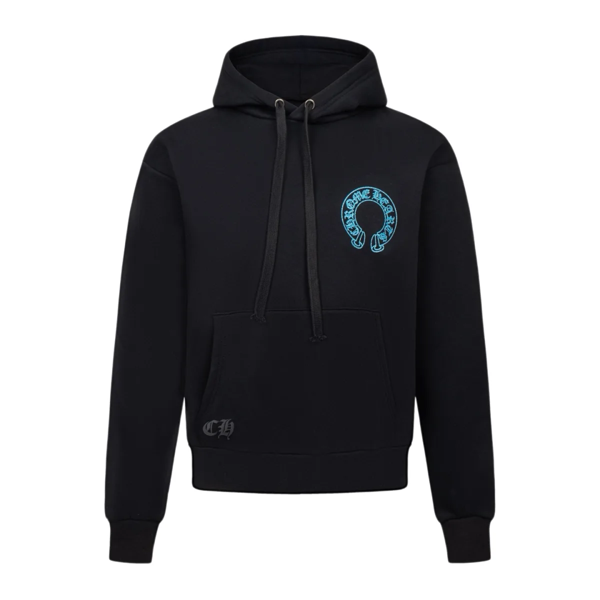 Hoodie Sweatshirt - Black with Blue Print