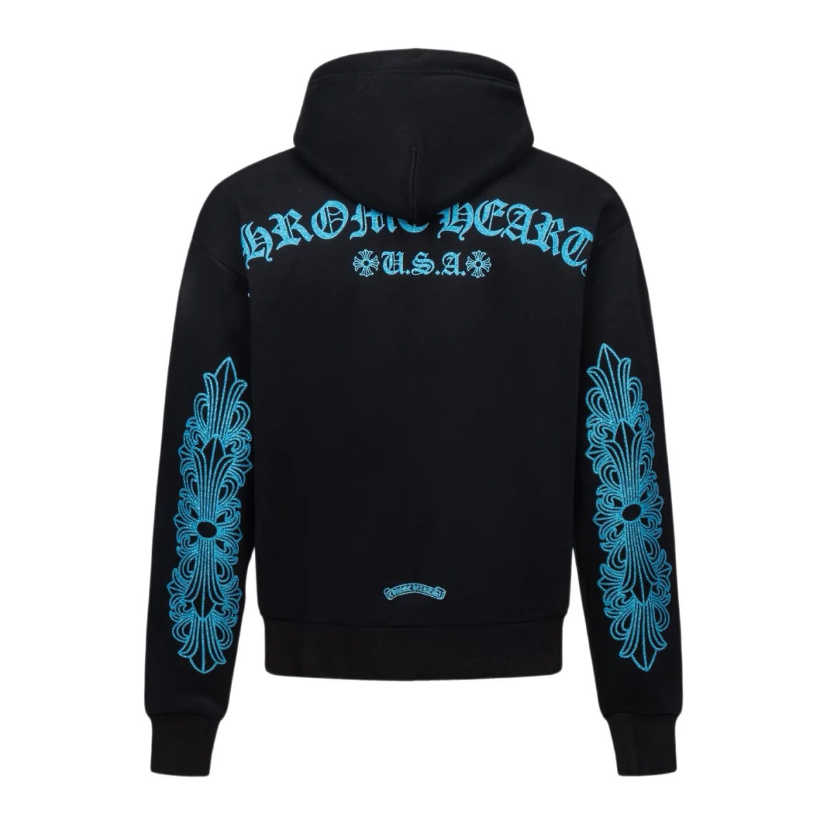 Hoodie Sweatshirt - Black with Blue Print, photo 2
