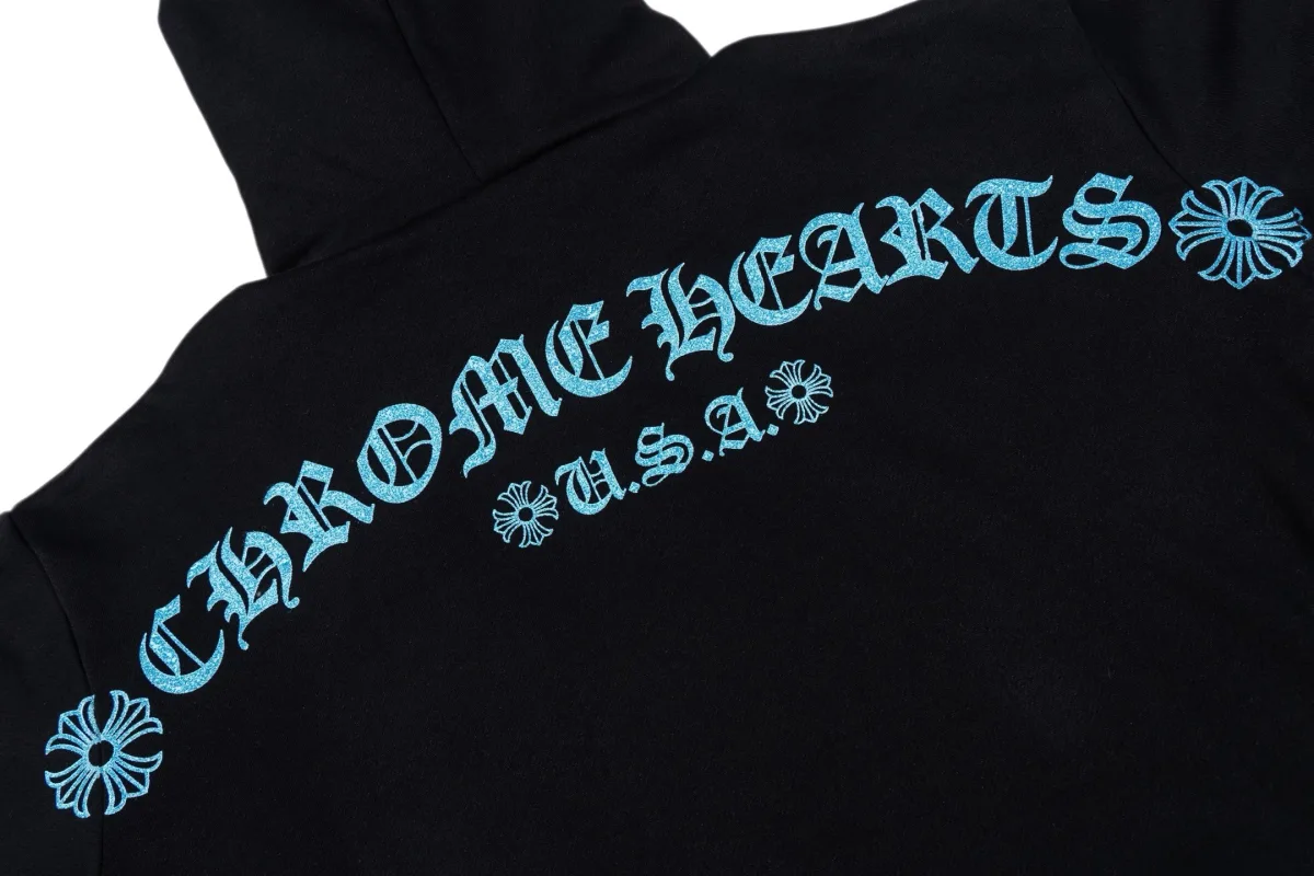 Hoodie Sweatshirt - Black with Blue Print, photo 5