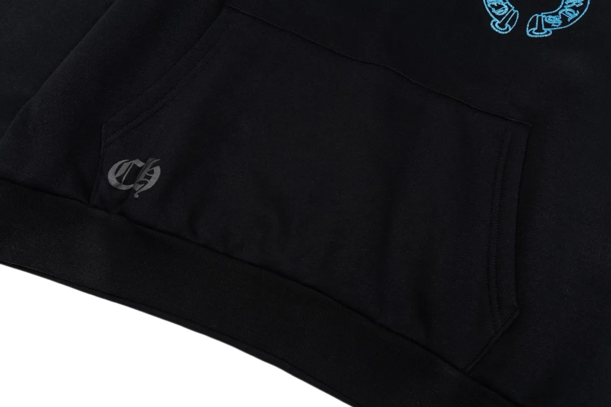 Hoodie Sweatshirt - Black with Blue Print, photo 8