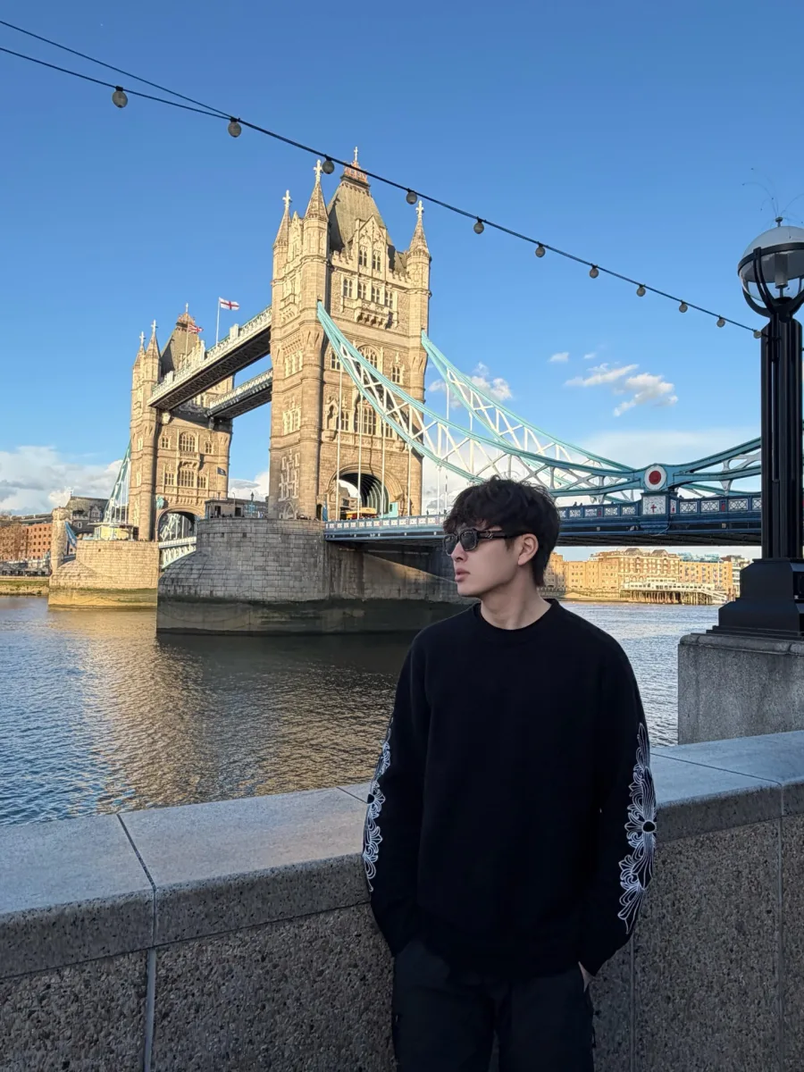 Embroidered Logo Knit Sweatshirt - Black, worn, photo 1