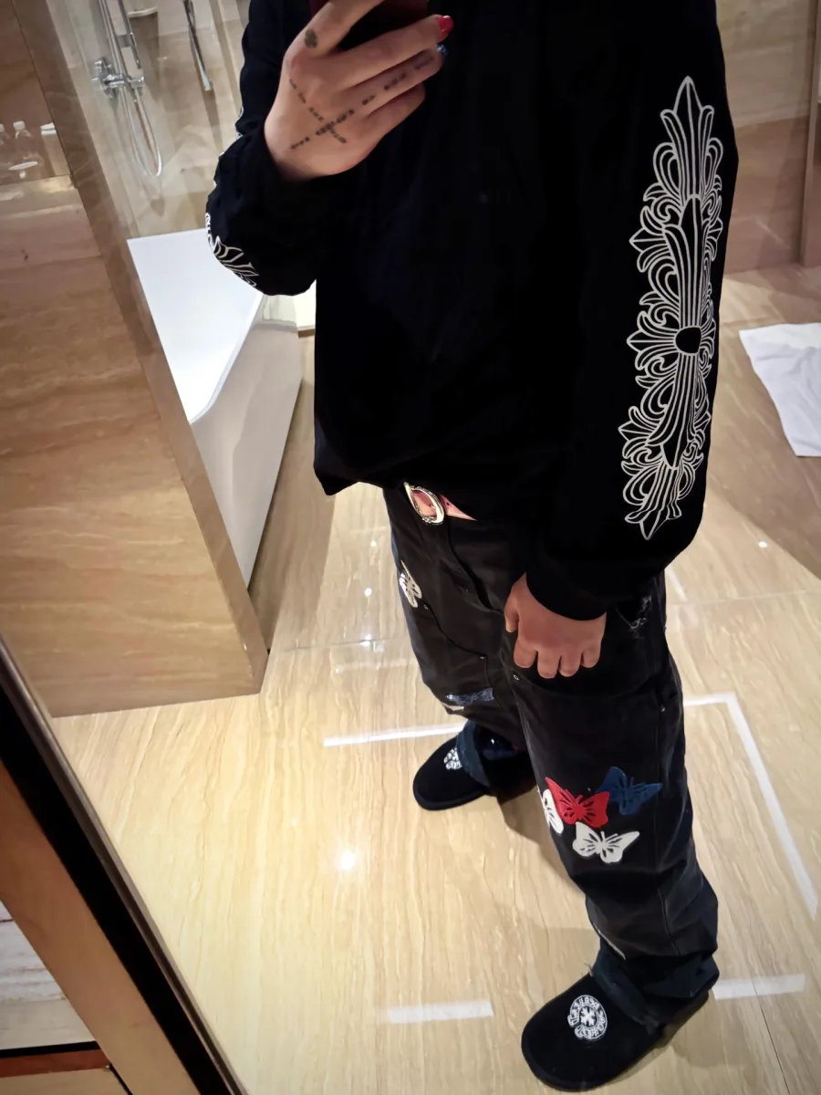 Embroidered Logo Knit Sweatshirt - Black, worn, photo 9