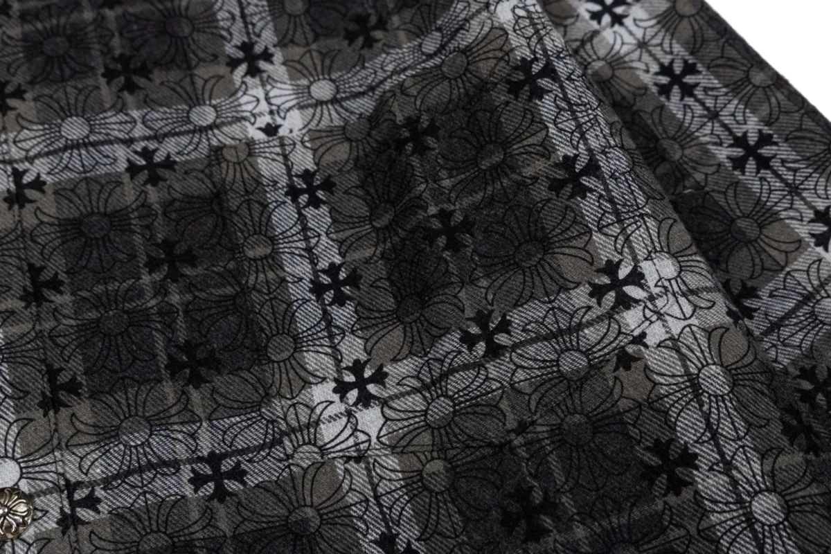 Flannel Shirt with Cross Pattern - Black, photo 4