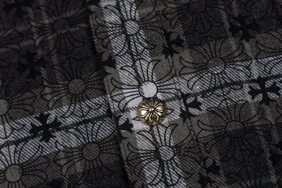 Flannel Shirt with Cross Pattern - Black, photo 5