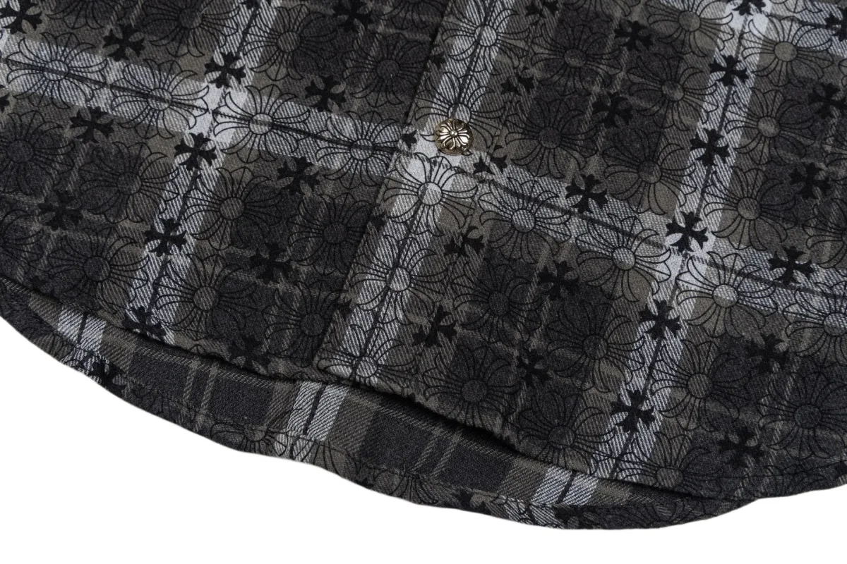 Flannel Shirt with Cross Pattern - Black, photo 7