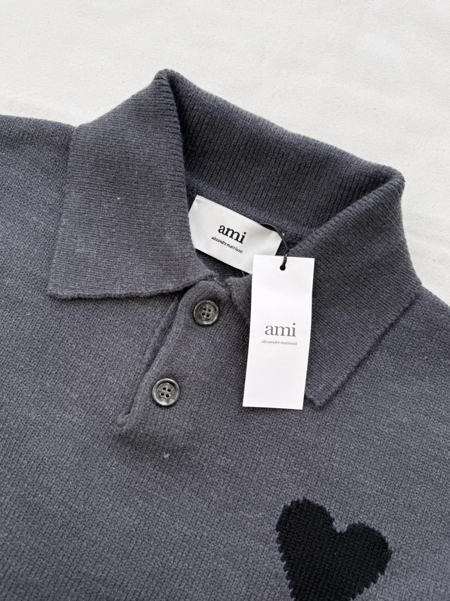Heart A Logo Polo Knit Sweater - Charcoal Grey, photo 5