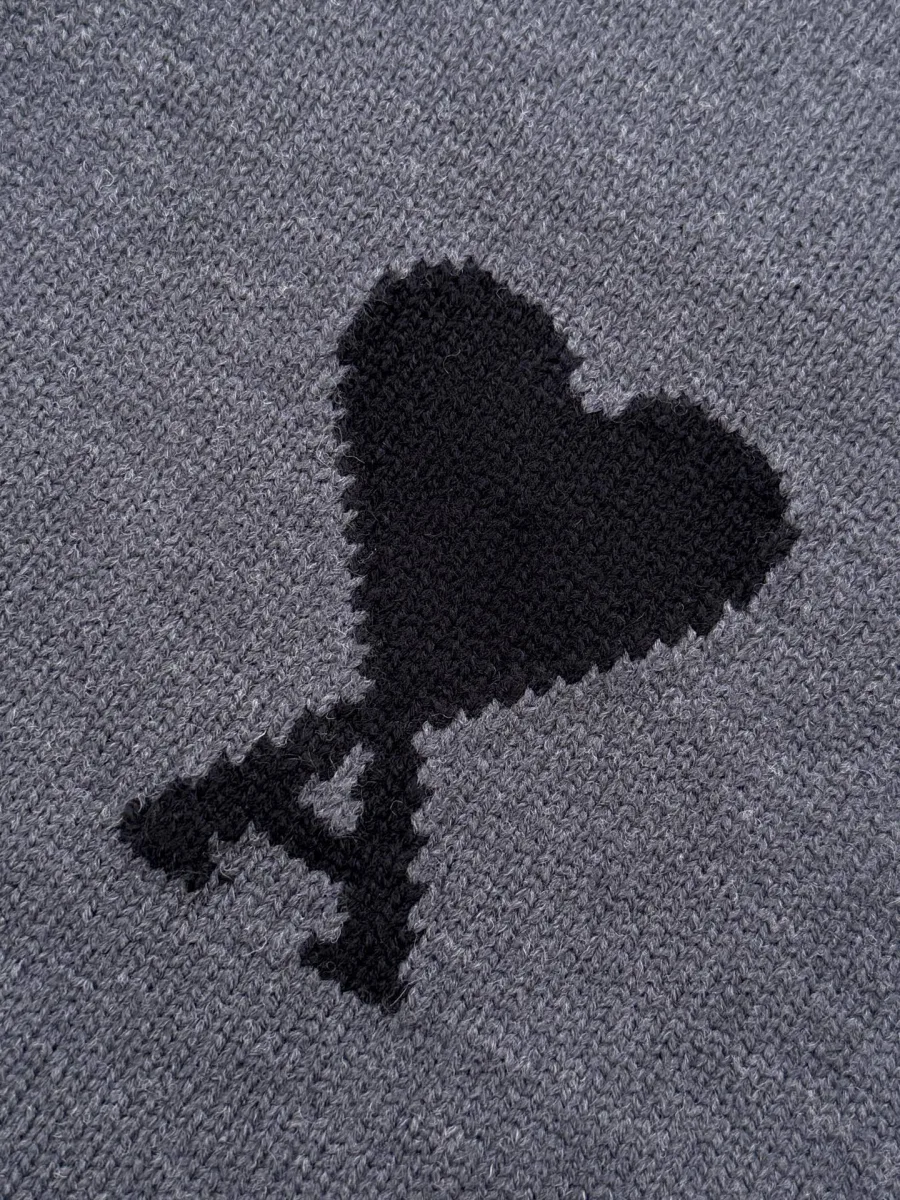 Heart A Logo Polo Knit Sweater - Charcoal Grey, photo 6