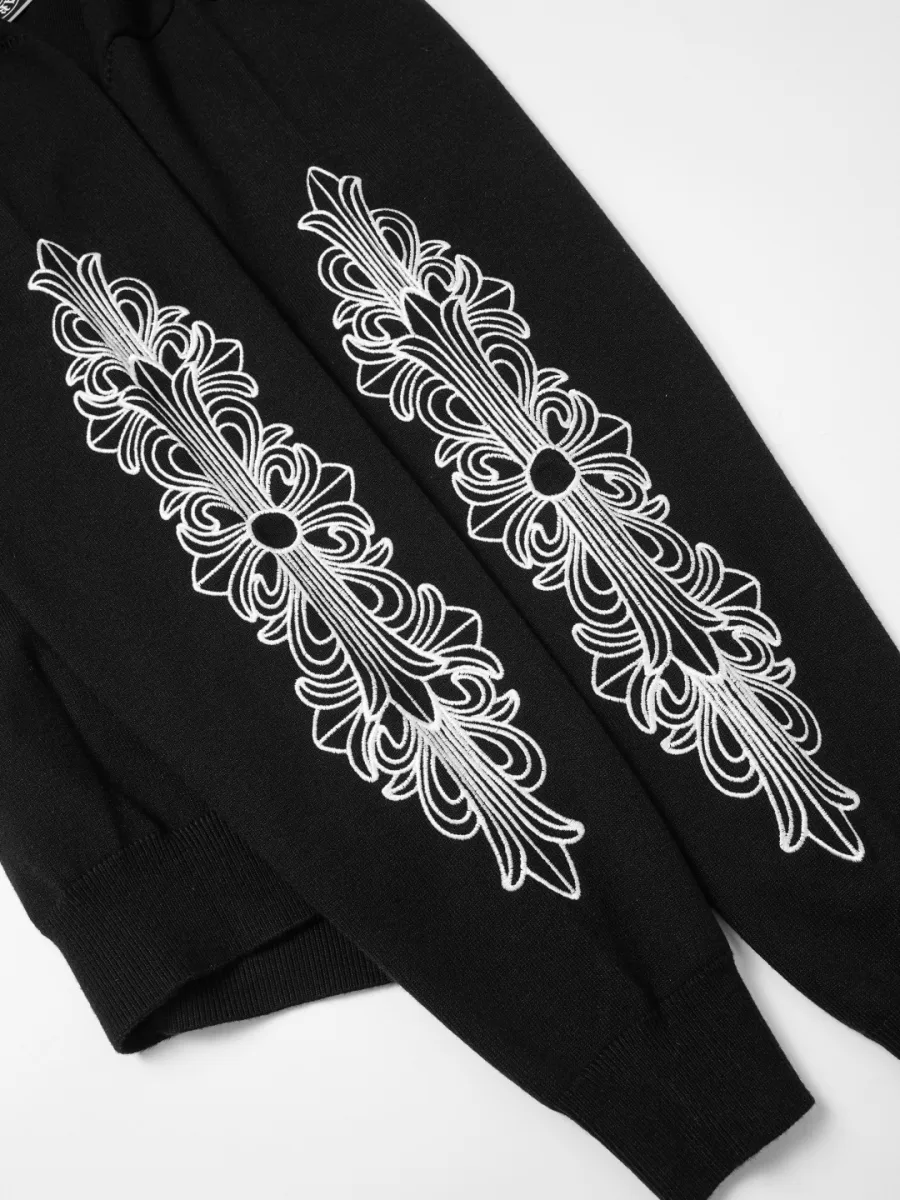 Embroidered Logo Knit Sweatshirt - Black, photo 4