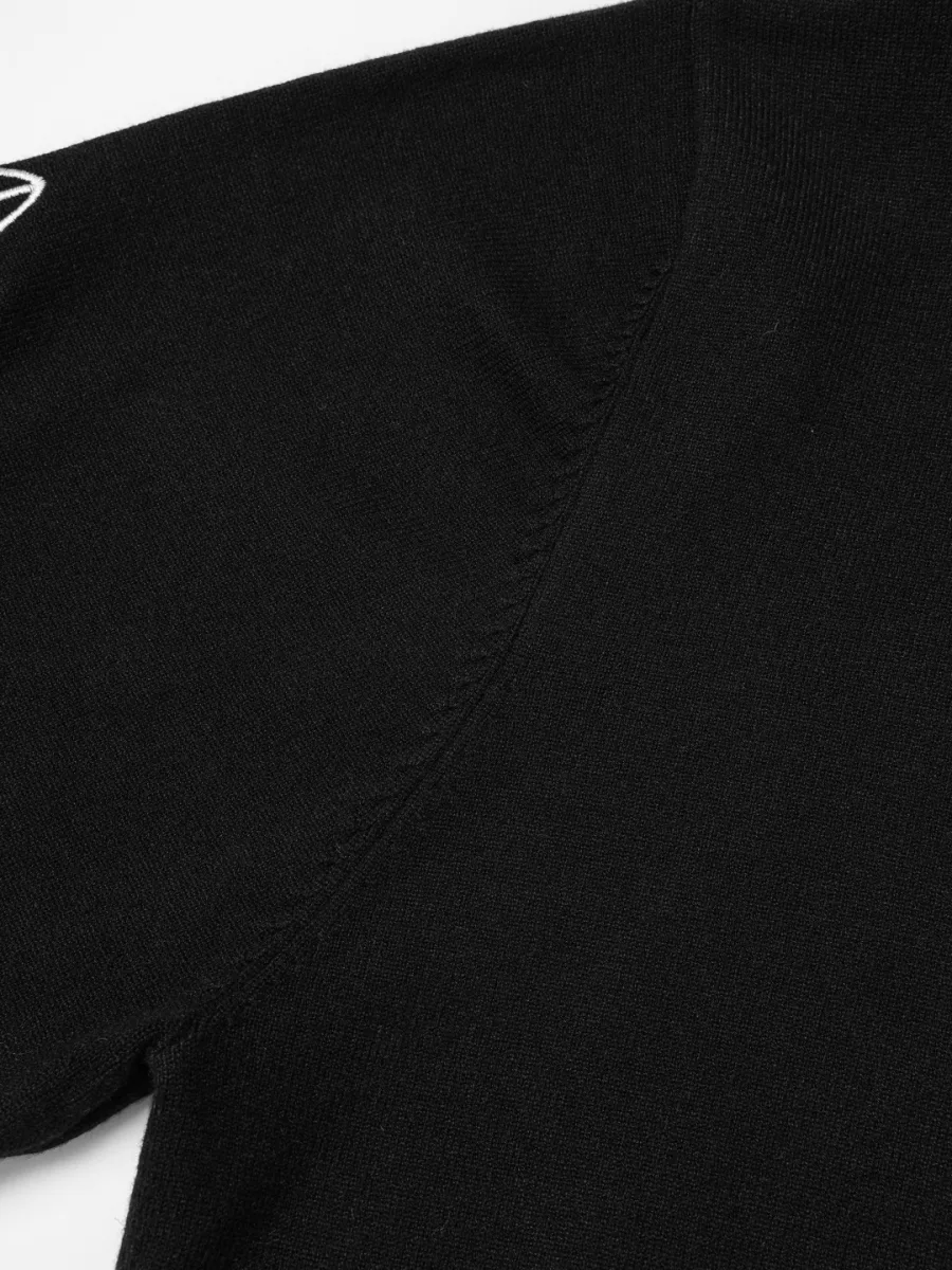 Embroidered Logo Knit Sweatshirt - Black, photo 6
