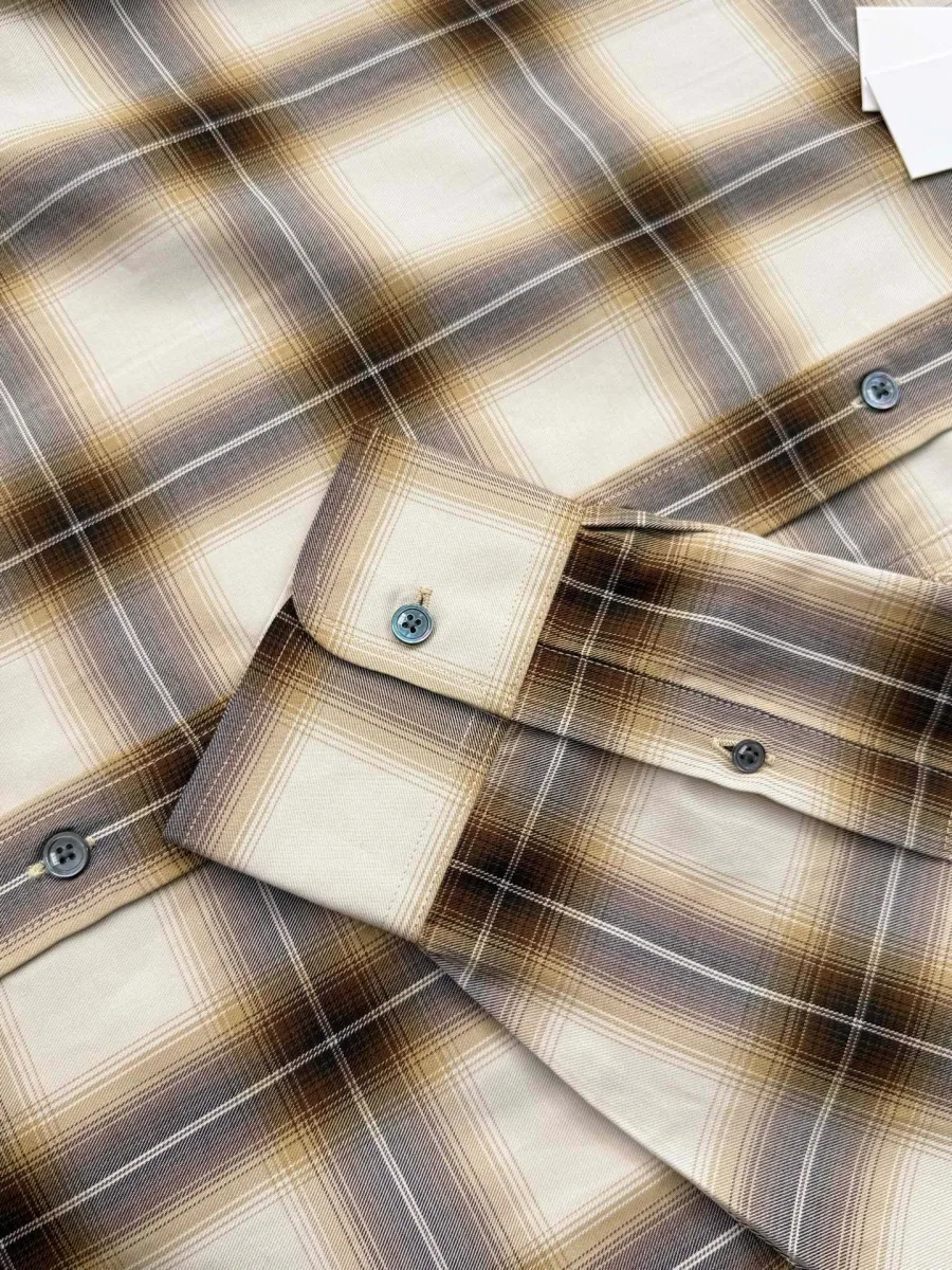 Pocket Embroidery Check Shirt - Beige, photo 8