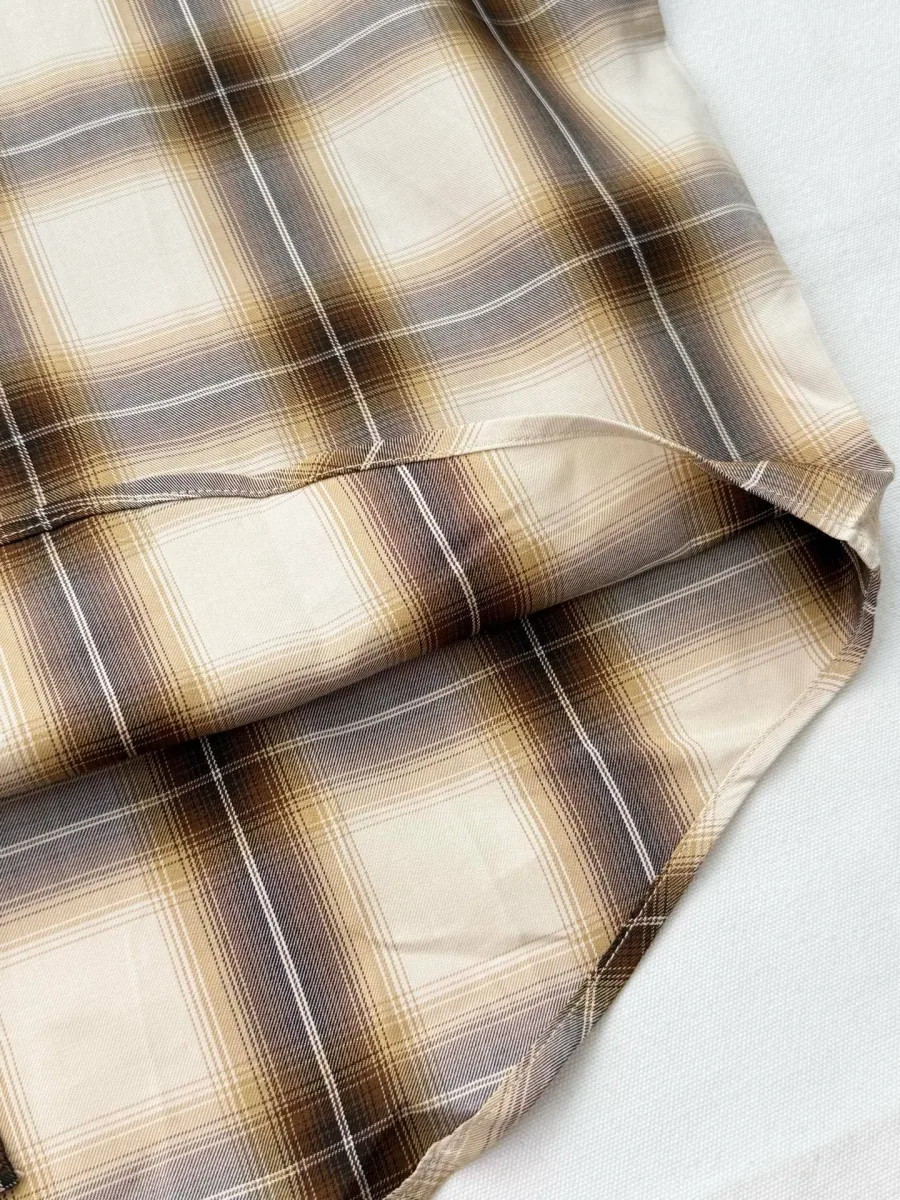 Pocket Embroidery Check Shirt - Beige, photo 9