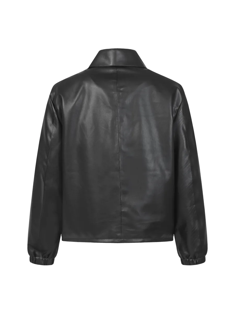 Leather Jacket with Cross Embroidery - Black, photo 2
