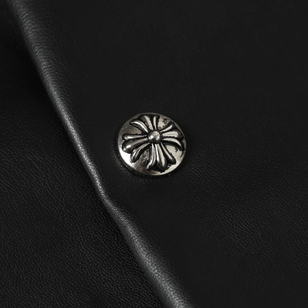 Leather Jacket with Cross Embroidery - Black, photo 5