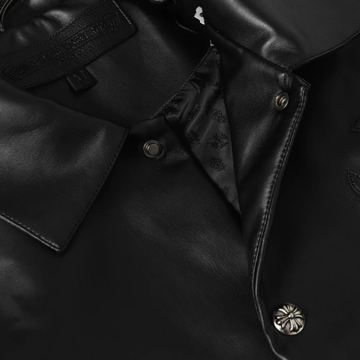 Leather Jacket with Cross Embroidery - Black, photo 6