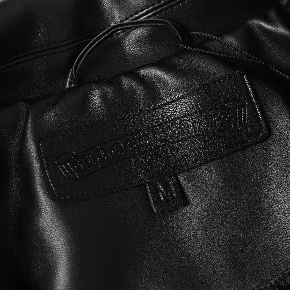 Leather Jacket with Cross Embroidery - Black, photo 7