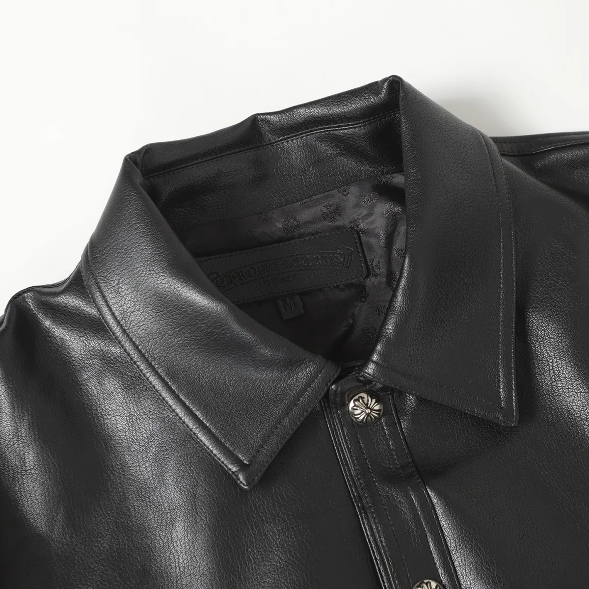 Leather Jacket with Embroidered Arms - Black, photo 3
