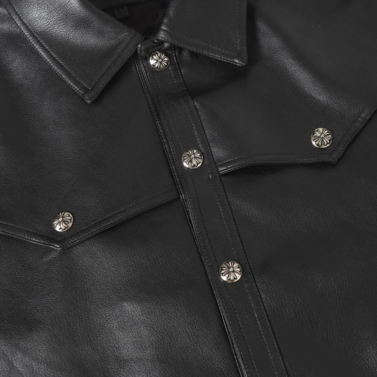 Leather Jacket with Embroidered Arms - Black, photo 4