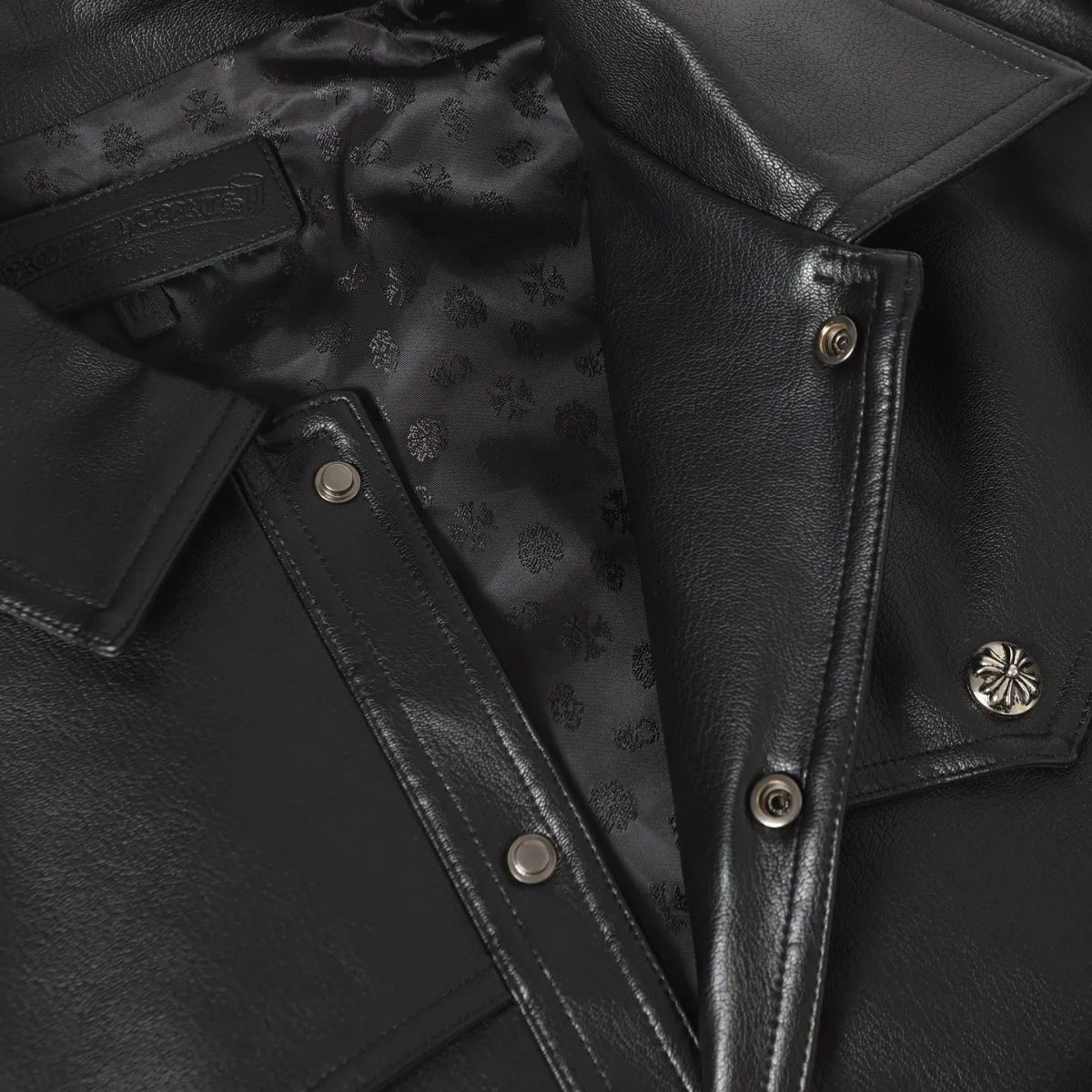 Leather Jacket with Embroidered Arms - Black, photo 5
