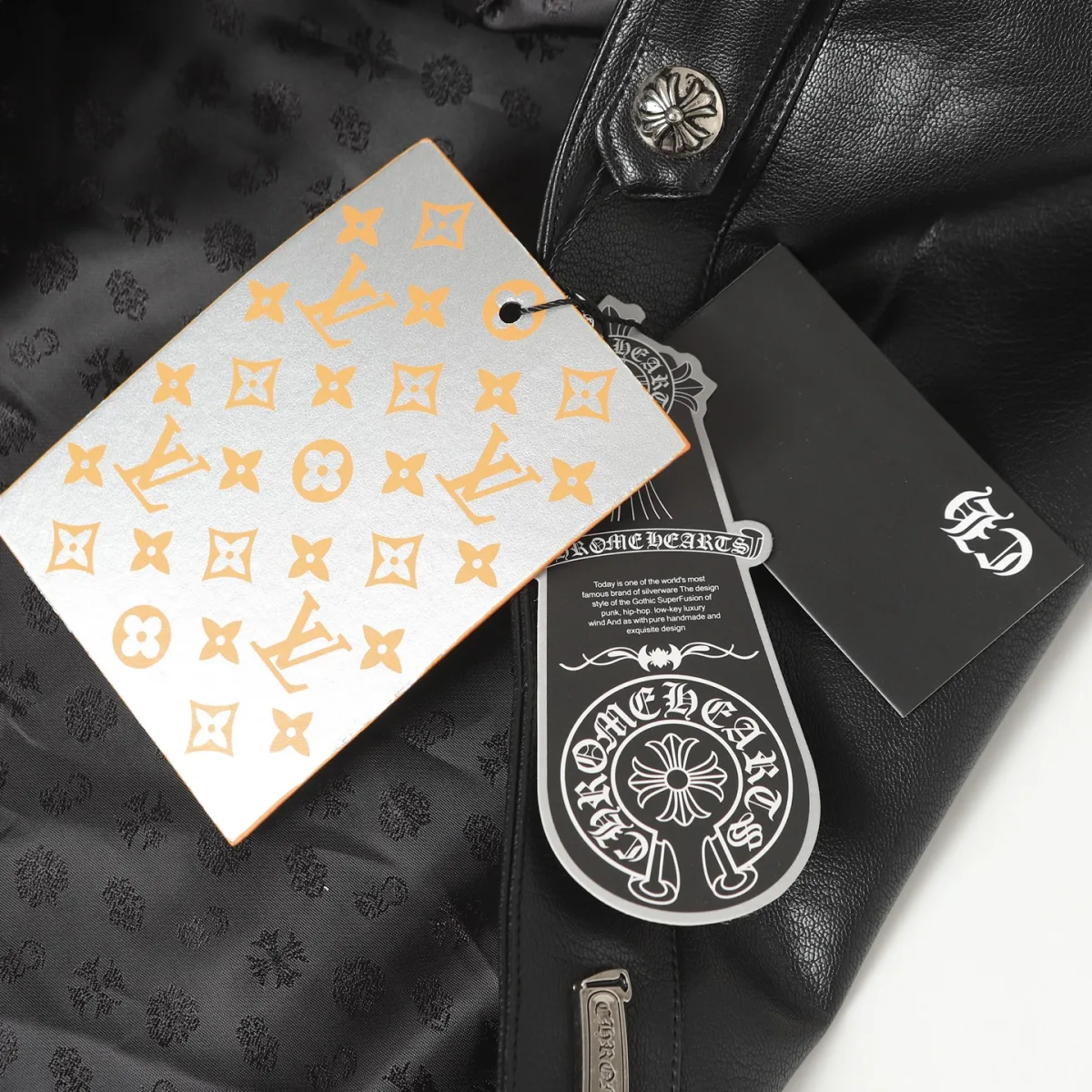 Leather Jacket with Embroidered Arms - Black, photo 9