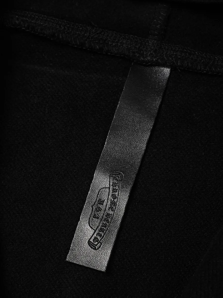 Zip-Up Hoodie with Embroidered Cross - Black, photo 6