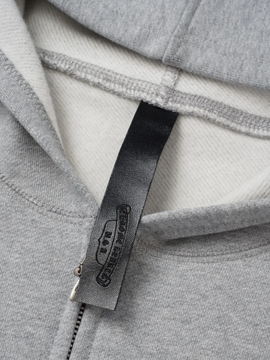 Zip-Up Hoodie with Embroidered Cross - Grey, photo 6