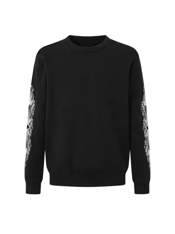 Embroidered Logo Knit Sweatshirt - Black